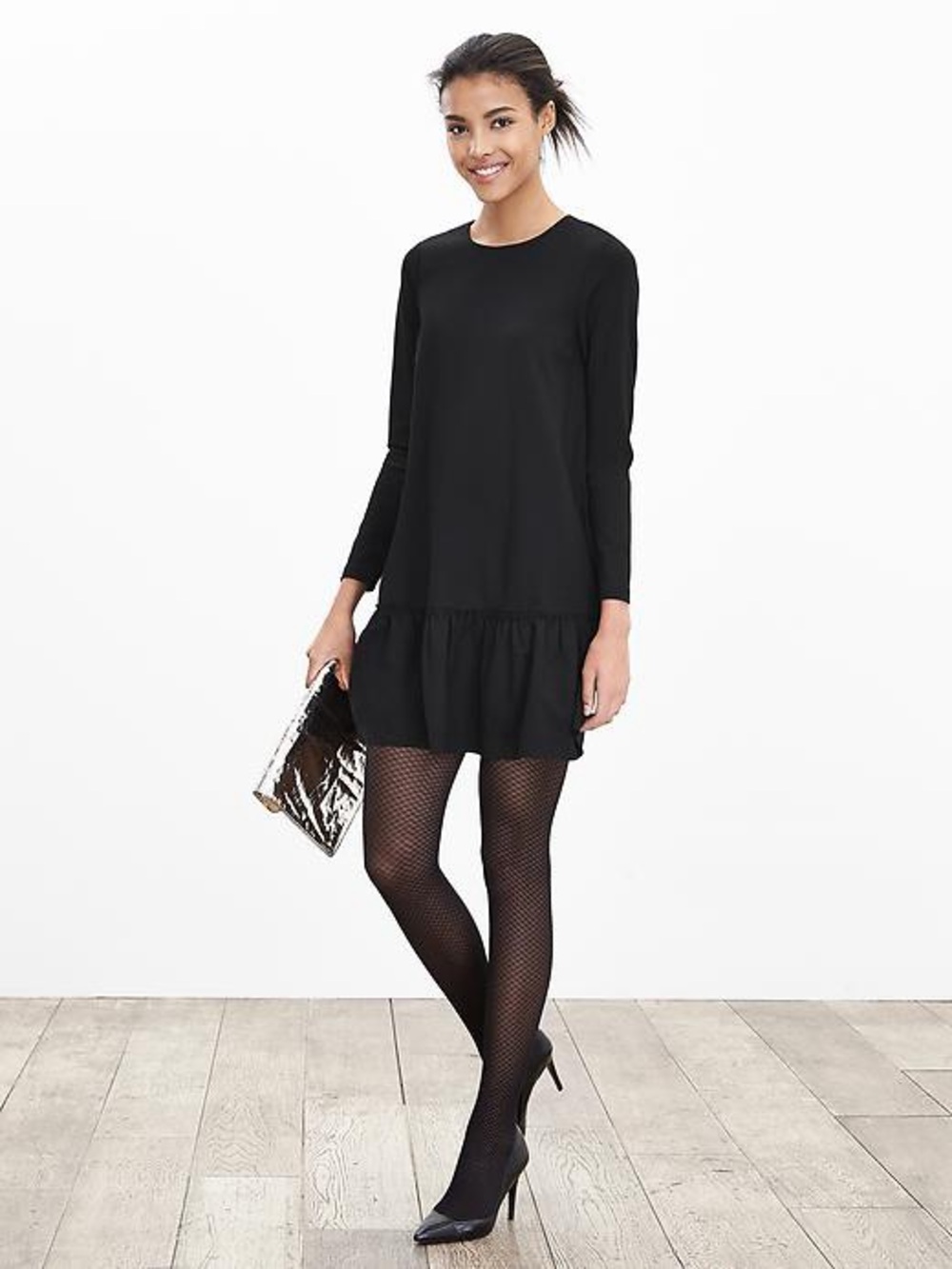 Banana Republic Black Drop Waist Ponte Dress With Pockets